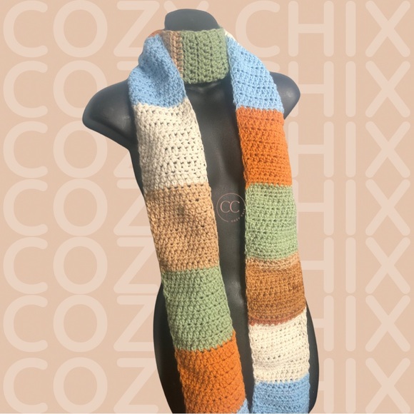 “Harmony” Handmade Crochet Skinny Scarf - Picture 3 of 3